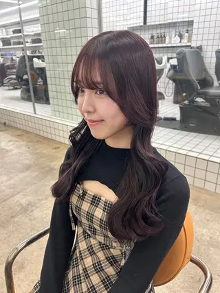 ロング カラー 🌷ラベンダーピンク 顔まわり🌷ねいろのヘアスタイル