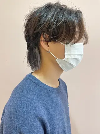 カラー メンズ レイヤー/ウルフ/ ハイトーンchimiのヘアスタイル