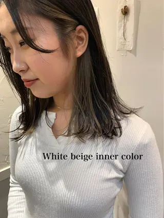 セミロング カラー 透明感カラー👑 井上美乃里のヘアスタイル