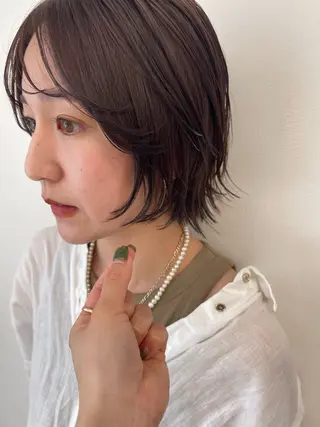 ショート カラー 💓パーマ，💗 レイヤーカットのヘアスタイル