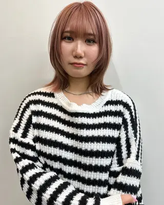 ミディアム カラー 似合わせカット ケアパーマ喜来雅由のヘアスタイル
