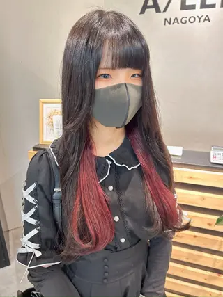ミディアム カラー ウルフカット レイヤーカット上柿のヘアスタイル