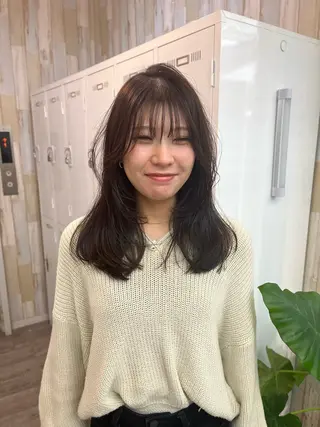 セミロング カラー パーマ ヘアアレンジ 二ヶ月綺麗なデザイン カット/星野六三四のヘアスタイル