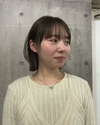 ショート カラー パーマ ヘアアレンジ メンズ 切りっぱなしヘアボブ ミディアムヘアRYOのヘアスタイル