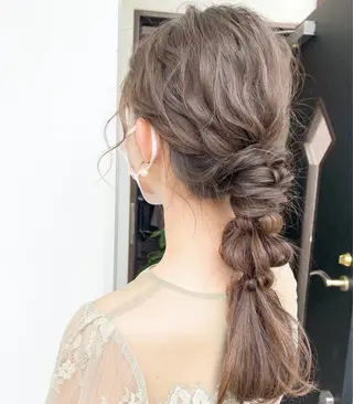 ロング カラー パーマ ヘアアレンジ メンズ キッズ ネイル マツエク・マツパ 艶ピンク*ヘアセット 🌙shioriのヘアスタイル