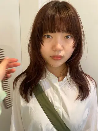 ミディアム カラー 永田 愛莉のヘアスタイル