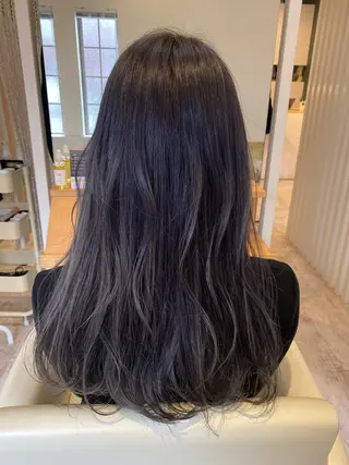 ロング 酸性ストレート/ブリ ーチなしWカラー河本のヘアスタイル