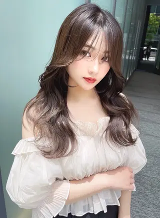 セミロング カラー 木屋元一/透明感 /前髪/ショートボブのヘアスタイル