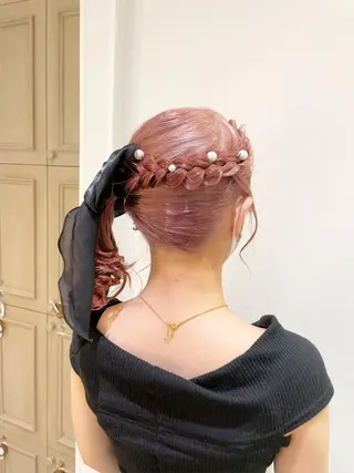 セミロング ヘアアレンジ シールエクステ横浜 🐏☁️miminaのヘアスタイル