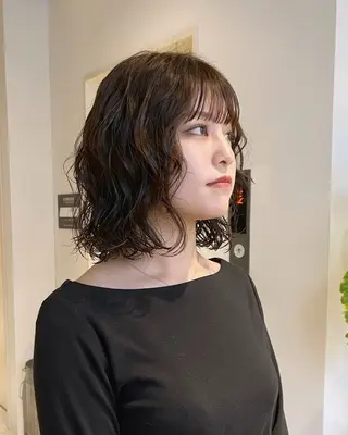 ミディアム パーマ かわい りほのヘアスタイル