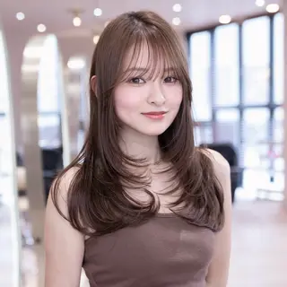 セミロング カラー 渋谷/韓国レイヤー/ 艶カラー/nanoのヘアスタイル