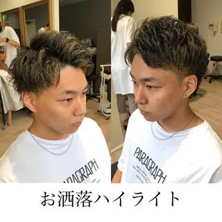 ショート カラー パーマ メンズ 関西センターパート メンズモデル募集のヘアスタイル