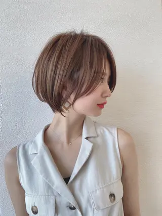 ショート カラー 縮毛矯正×艶髪カラー 髪質改善/三ツ木のヘアスタイル
