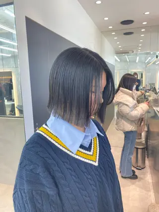 ショート カラー レイヤーボブ縮毛矯正 韓国RINAのヘアスタイル