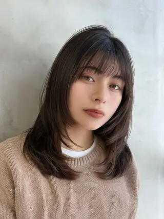 ミディアム 色気レイヤースタイル 洒落色気ヘアマサトのヘアスタイル