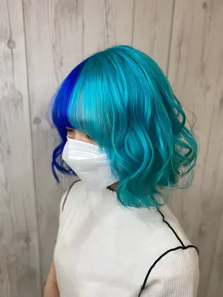 ミディアム ゆぴ☾‪/推しカラー /ハイトーンのヘアスタイル