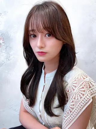 セミロング カラー 顔周り/くびれヘア 韓国ヘア💕風間るなのヘアスタイル