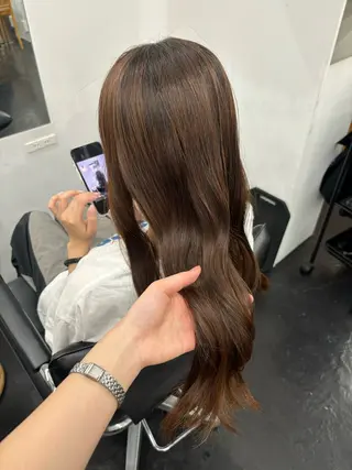 ロング パーマ 【ヤマザキアヤメ】 艶カラー/縮毛矯正のヘアスタイル