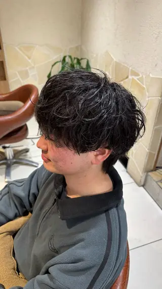 ショート カラー パーマ ヘアアレンジ メンズ 新宿のパーマ職人/ メンズパーマ/石見のヘアスタイル