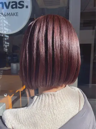 ショート 暖色カラーボブカット 🍇⛄️佐藤愛里のヘアスタイル