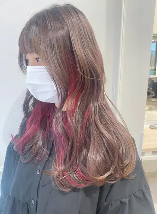 ロング カラー 小顔レイヤー/ ベージュ🤍Rieのヘアスタイル