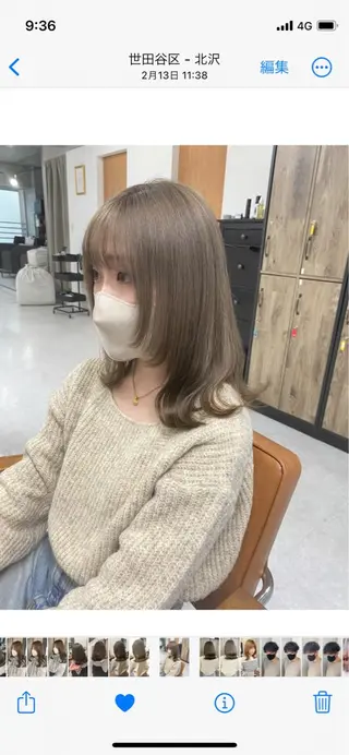 セミロング カラー ヘアアレンジ 🌷FUKA🌷 まろやかハイトーンのヘアスタイル