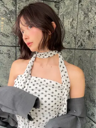 ミディアム カラー 小顔ボブ jilblanカホのヘアスタイル