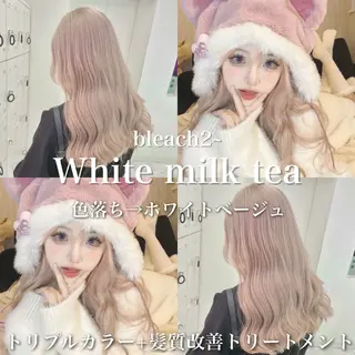 ロング カラー ヘアアレンジ ハイトーン艶カラー 🤍ゆうひのヘアスタイル