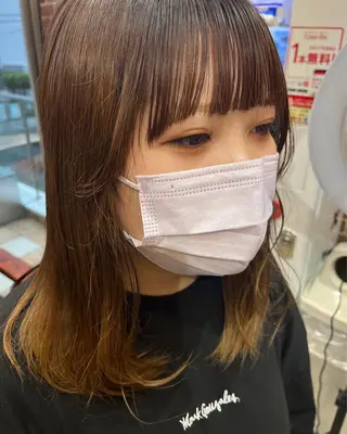 ミディアム カラー パーマ ヘアアレンジ メンズ キッズ ネイル マツエク・マツパ アイブロウ 久木原 ゆりのヘアスタイル