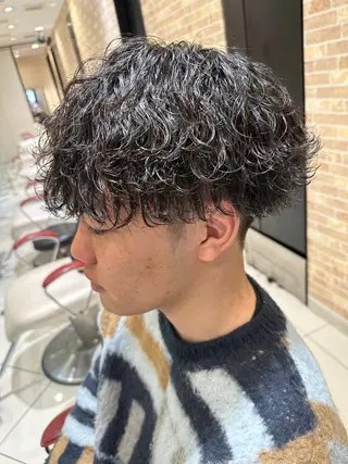 ショート パーマ メンズ 💈メンズ特化 美容師サキ💈のヘアスタイル