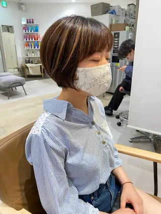 ショート カラー クロスパーマ🥇韓国 ヘア🇰🇷濵田航希のヘアスタイル