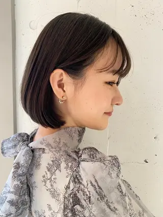 ミディアム カラー 艶くすみカラー ‎/縮毛/川添桃花‎のヘアスタイル