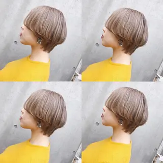 ショート カラー ヘアアレンジ TAKUMAブリーチ /切りっぱなし🪽のヘアスタイル