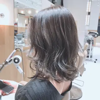 ミディアム カラー ボブ/ハイトーン 福生Radix 下田のヘアスタイル