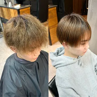 ショート パーマ メンズ ショートボブ髪質改善 縮毛矯正のプロ山道潤のヘアスタイル