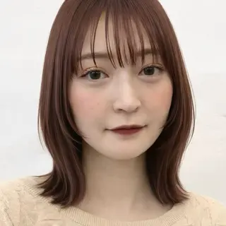 ミディアム カラー ヘアアレンジ 顔周りカット×透明感 カラー💫AINAのヘアスタイル