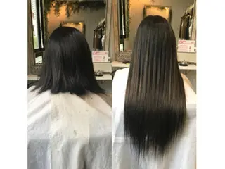 ロング カラー ヘアアレンジ チビ編み込みエクステ シールEXどぅ〜すのヘアスタイル