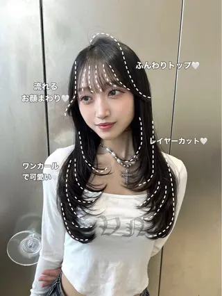 セミロング カラー 🩷韓国ヘア/ヨシン モリ🩷Maikaのヘアスタイル