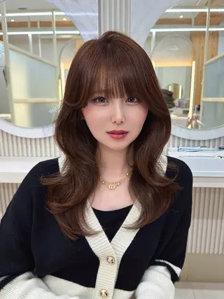 セミロング レイヤー/顔周り /韓国ヘア/TAKUのヘアスタイル