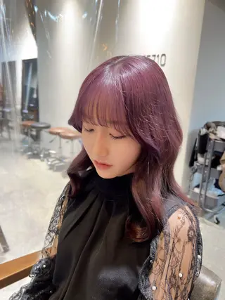 セミロング カラー ヘアアレンジ 🎀ハイトーン・艶 カラー HANA🎀のヘアスタイル