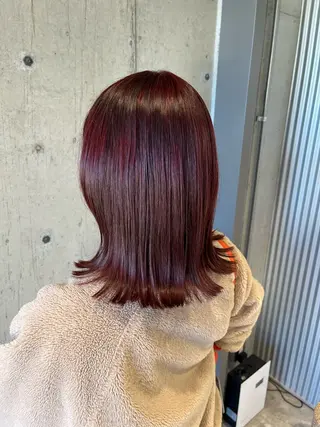 ミディアム カラー ヘアアレンジ ボブ×艶カラー 特化・リクト💥のヘアスタイル