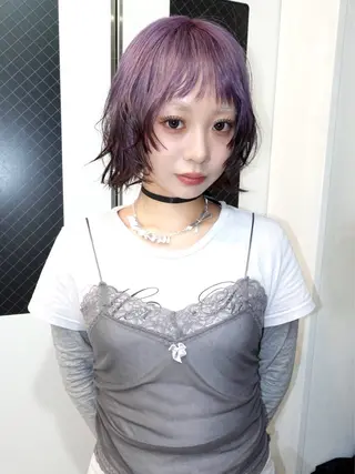 ミディアム カラー ボブ.顔周りカット カット/ユキカのヘアスタイル