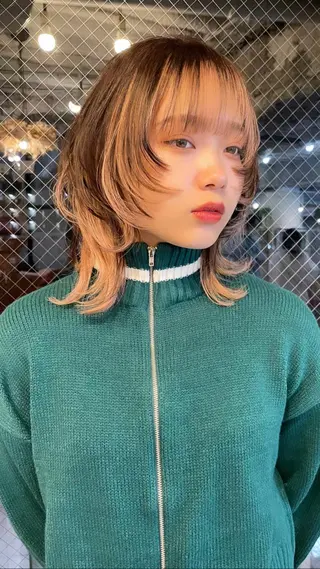 ミディアム ウルフカット/ボブ りなのヘアスタイル