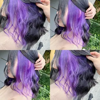 ミディアム カラー ヘアアレンジ TAKUMAブリーチ /切りっぱなし🪽のヘアスタイル