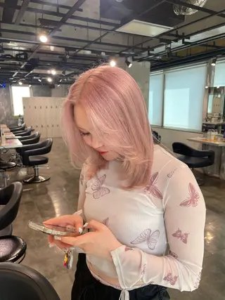 ミディアム カラー ハイトーン 横浜💞ミオのヘアスタイル