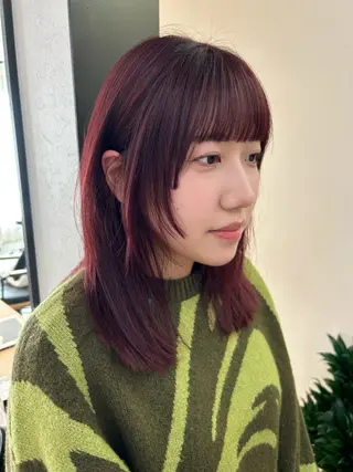 セミロング カラー hub hair レイヤー/透明感のヘアスタイル