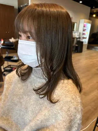 セミロング カラー 髪質改善&ストレート ✂︎鈴木青樹のヘアスタイル