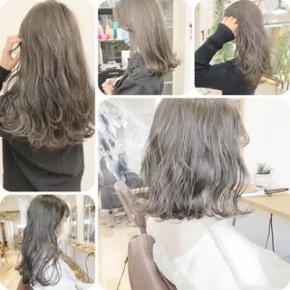 ミディアム カラー ネイル マツエク・マツパ ハイトーンボブ 前田 表参道 グレージュのヘアスタイル