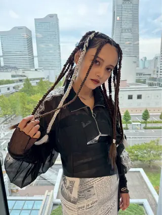 ロング 韓国エクステ／羽エク ダブルスキル💛のヘアスタイル