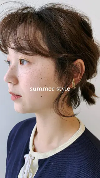 ミディアム 落合希 Olivebeigeのヘアスタイル